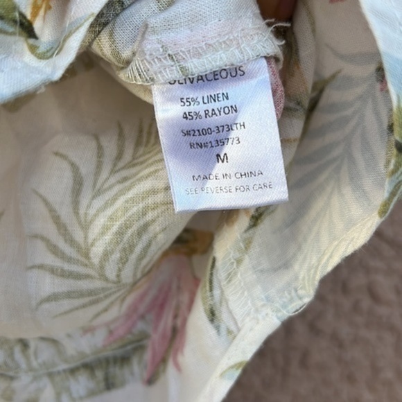 OLIVACEOUS Linen Button Down‎ Shirts Sz M Collar Neck Hawaiian Coastal Vacation - Picture 7 of 13